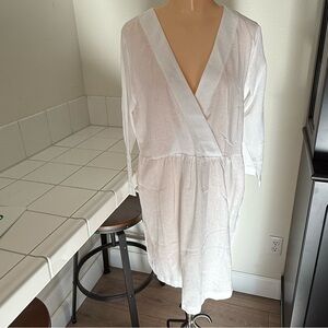 BNWT Leallo Lightweight White Cotton Faux Wrap Dress Size Small